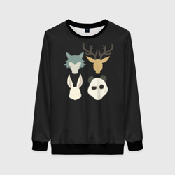 Женский свитшот 3D Выдающиеся звери - минимализм головы