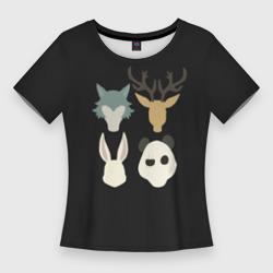 Женская футболка 3D Slim Выдающиеся звери. Минимализм