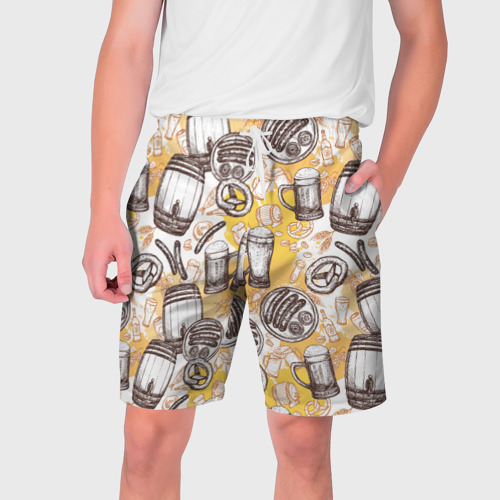 Мужские шорты 3D с принтом Пиво / Beer, вид спереди #2