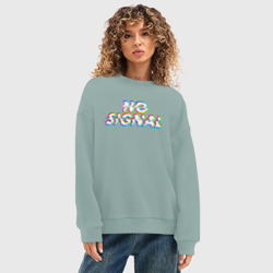 Женский свитшот oversize без начеса хлопок No signal нет сигнала - фото 2