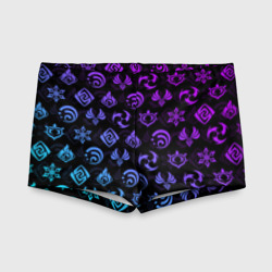 Детские купальные плавки 3D Genshin Impact neon неон эмблемы Геншин Импакт