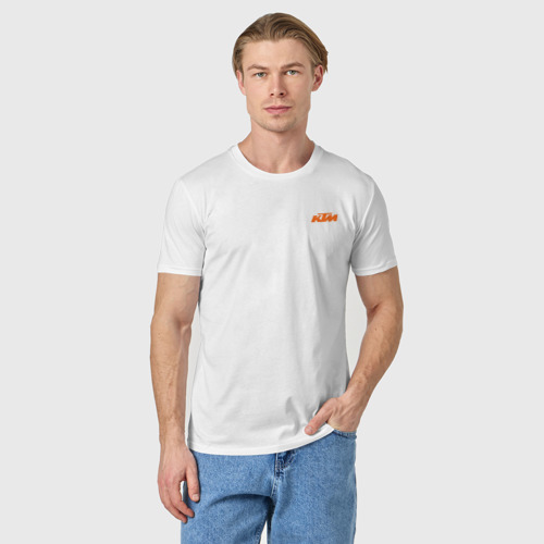 Мужская футболка хлопок KTM КТМ, цвет белый - фото 3