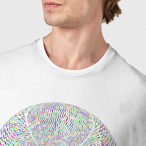 Мужская футболка хлопок Оптическая Иллюзия (Шар), цвет белый - фото 6