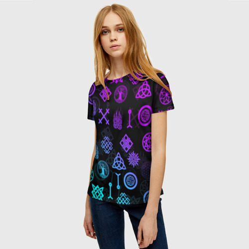 Женская футболка 3D Славянские руны паттерн, цвет 3D печать - фото 3