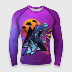 Мужской рашгард 3D Retrowave Neon Dinosaur