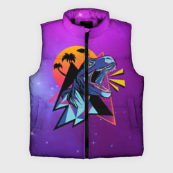 Мужской жилет утепленный 3D Retrowave Neon Dinosaur