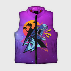 Женский жилет утепленный 3D Retrowave Neon Dinosaur