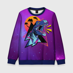 Детский свитшот 3D Retrowave Neon Dinosaur