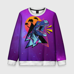 Детский свитшот 3D Retrowave Neon Dinosaur