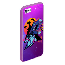 Чехол для iPhone 5/5S матовый Retrowave Neon Dinosaur - фото 2