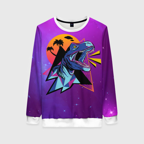 Женский свитшот 3D Retrowave Neon Dinosaur, цвет 3D печать