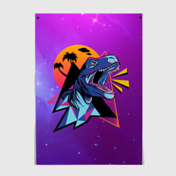 Постер Retrowave Neon Dinosaur