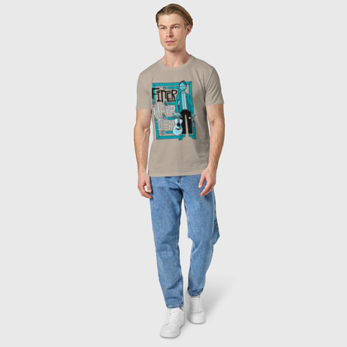 Мужская футболка хлопок Radiohead fitter and happier, цвет миндальный - фото 5