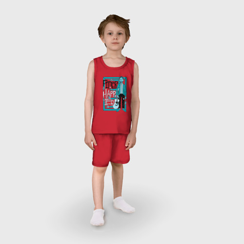 Детская пижама с шортами хлопок Radiohead fitter and happier, цвет красный - фото 3
