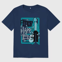 Женская футболка хлопок Oversize Radiohead fitter and happier