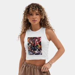 Женская укороченная майка-топ хлопок Клинок рассекающий демонов - фото 2