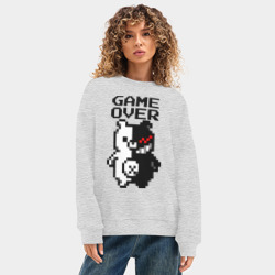 Женский свитшот oversize без начеса хлопок Monokuma game over - фото 2