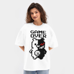 Женская футболка Oversize хлопок texturе Monokuma game over - фото 2