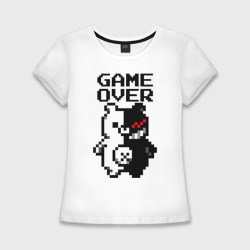 Женская футболка хлопок Slim Monokuma game over