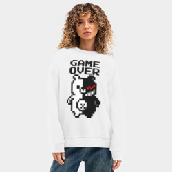 Женский свитшот oversize без начеса хлопок Monokuma game over - фото 2