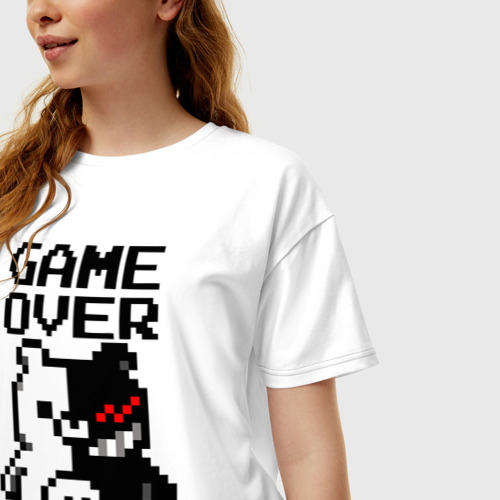 Женская футболка хлопок Oversize Monokuma game over, цвет белый - фото 3