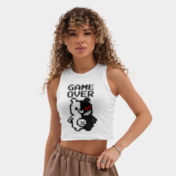 Женская укороченная майка-топ хлопок Monokuma game over - фото 2