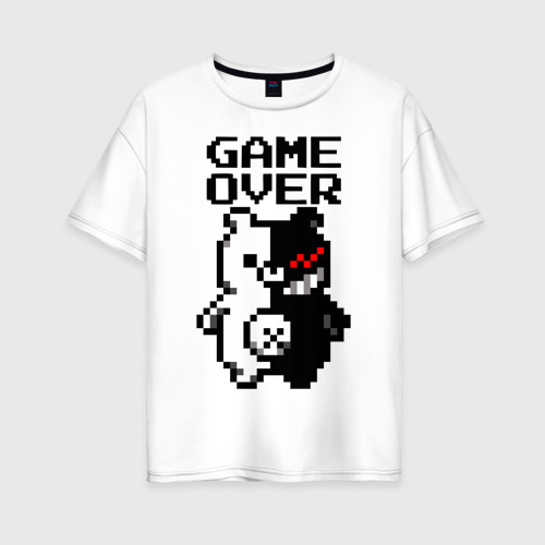 Женская футболка хлопок Oversize Monokuma game over, цвет белый