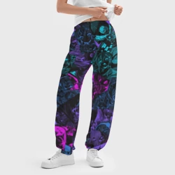 Женские джоггеры оверсайз 3D Neon Ahegao - фото 2