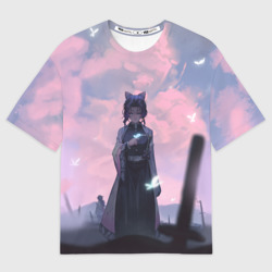 Женская футболка oversize 3D Клинок рассекающий демонов