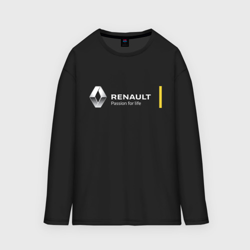 Мужской лонгслив oversize хлопок Renault Passion for life, цвет черный