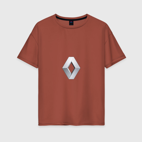 Женская футболка хлопок Oversize Renault logo, цвет кирпичный