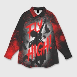 Женская рубашка oversize 3D Fly high волейбол!!