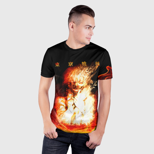 Мужская футболка 3D Slim Огненый Канеки Кен, цвет 3D печать - фото 3
