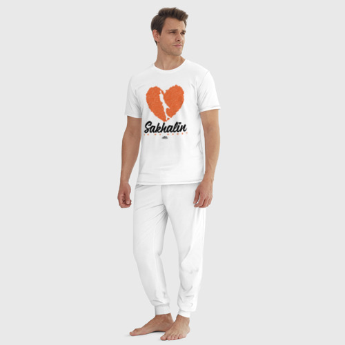 Мужская пижама хлопок Сахалин в моем сердце, цвет белый - фото 5