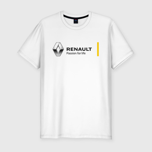 Мужская футболка приталенная из хлопка с принтом Renault, вид спереди №1
