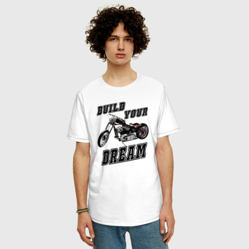 Мужская футболка хлопок Oversize Build Your Dream, цвет белый - фото 3
