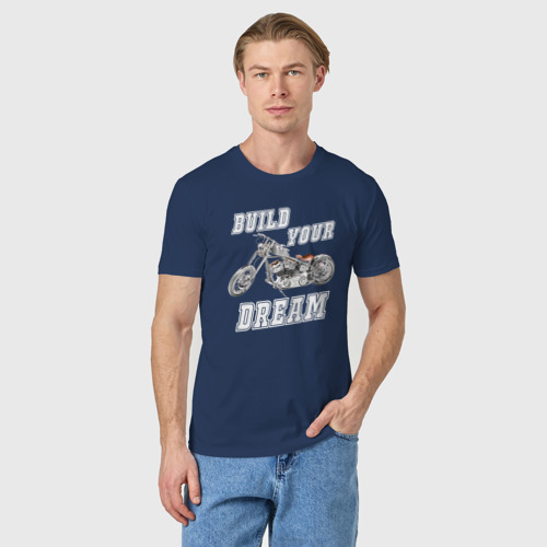 Мужская футболка хлопок build your dream, цвет темно-синий - фото 3