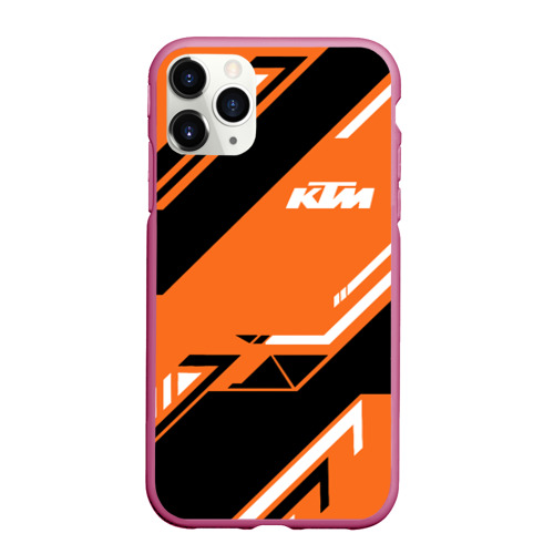 Чехол для iPhone 11 Pro Max матовый KTM КТМ sport, цвет малиновый