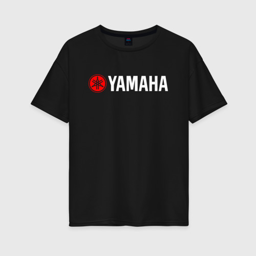 Женская футболка хлопок Oversize Yamaha Ямаха, цвет черный