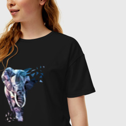 Женская футболка хлопок Oversize Геометрический Слон - фото 2