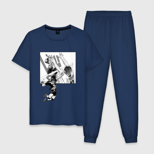Мужская пижама хлопок Хината против Кагеямы Haikyuu, цвет темно-синий