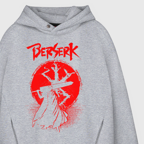 Мужское худи Oversize хлопок Berserk minimal blood, цвет меланж - фото 4