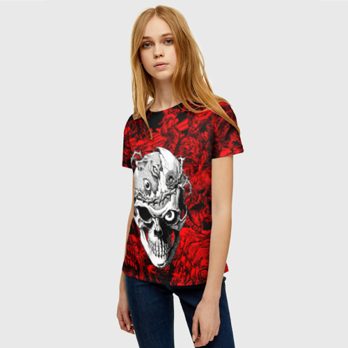 Женская футболка 3D с принтом BERSERK skulls, фото на моделе #1
