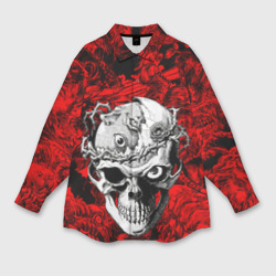 Женская рубашка oversize 3D Berserk skulls