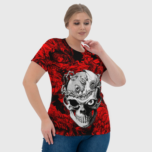 Женская футболка 3D с принтом BERSERK skulls, фото #4