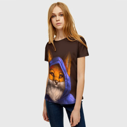 Женская футболка 3D Лисенок в капюшоне - фото 2