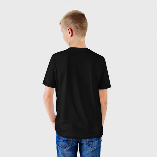 Детская футболка 3D с принтом Алукард на черном фоне, вид сзади #2