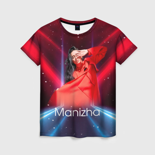 Женская футболка с принтом Манижа певица, вид спереди №1