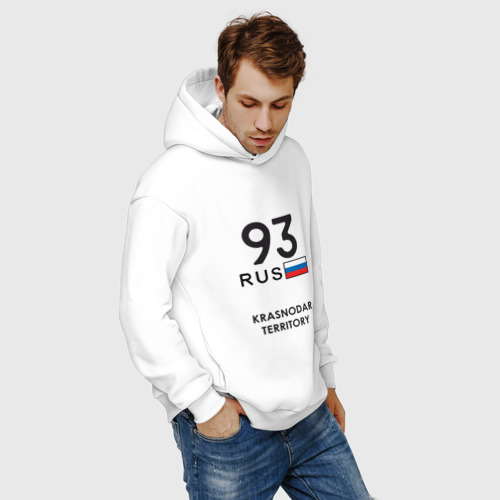 Мужское худи Oversize хлопок Краснодарский край 93 rus, цвет белый - фото 7