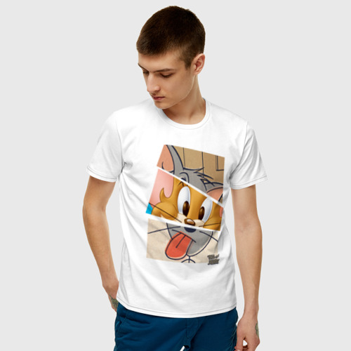 Мужская футболка хлопок Tom and Jerry, цвет белый - фото 3